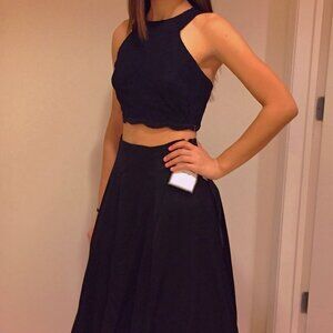 Black Two Piece A-Line Formal Prom or Homecoming Dress